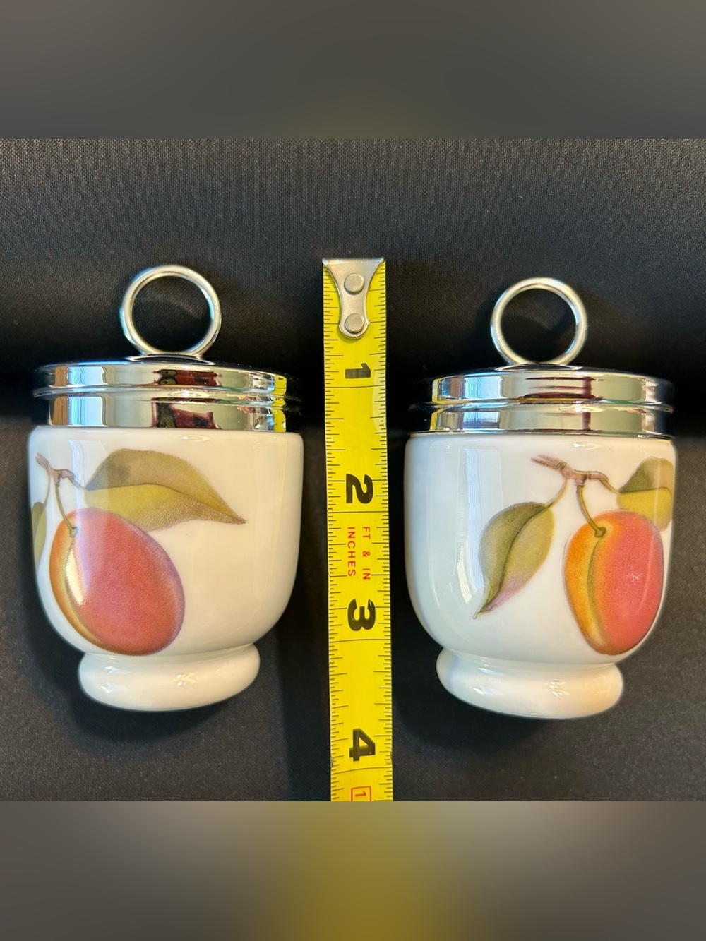 Royal Worcester Porcelain Peach Berry Motif Egg Coddlers
